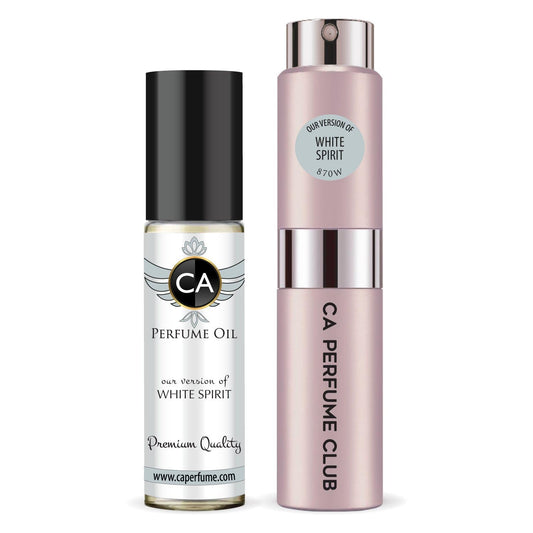 CA Perfume Duo Impression of White Spirit For Women Perfume Layering Set Long Lasting Travel Size EDP + Body Oil Roll-On Bottle 0.27 Fl Oz+0.33 Fl Oz