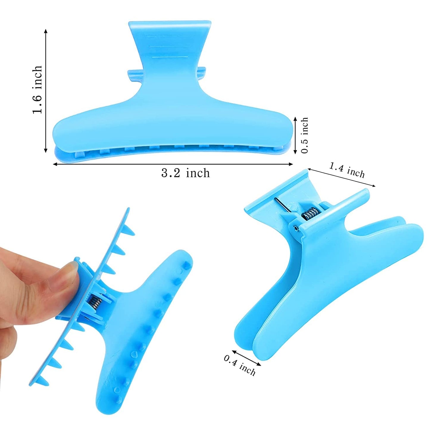 Ondder Hair Clips for Styling, Cutting, Coloring - Butterfly Claw Clamps and Sectioning Clips for Salon and Home Use - Hair Accessories for Women and Girls in Black, Blue, and Orange