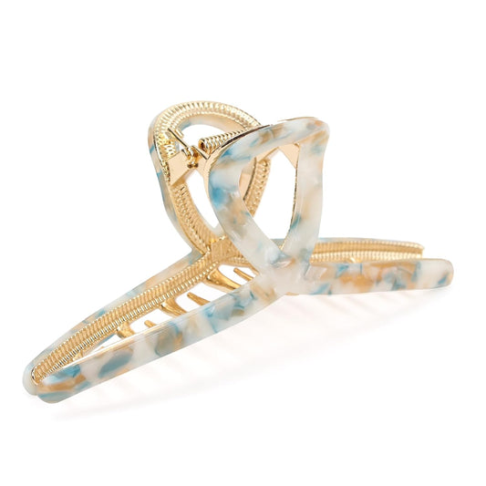 Metal Butterfly Hair Claws and Clamps for Women - Strong Hold Large Acetate Accessories for Long Thick Hair (1 Pc, Mixed Blue, 4.7")