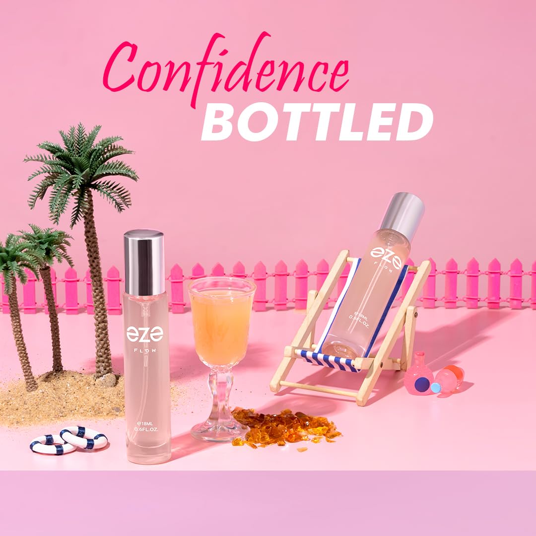 Eze FLOW Eau de Parfum for Women 18ML | Long-Lasting Luxury Perfume | Elegant Peach, Freesia & Rose | Warm Sandalwood, Musk & Vanilla Base | Premium Floral & Woody Fragrance | Captivating Scent | EDP