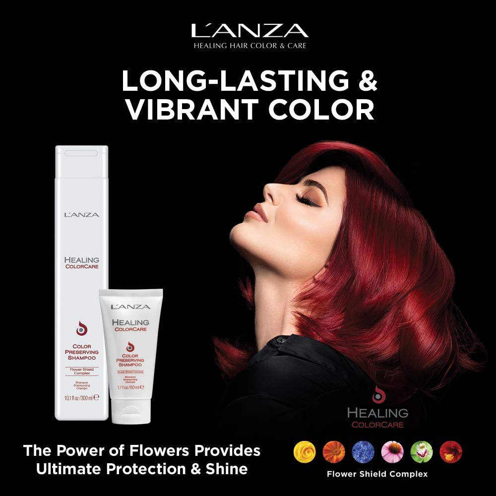 L'ANZA Healing Colorcare Shampoo, Color-Safe Repairing Cleanse for Dry, Damaged or Treated Hair, Anti-Fade Formula Smooths, Moisturizes, Adds Vibrance & Shine, Sulfate Free (1.7 Fl Oz)