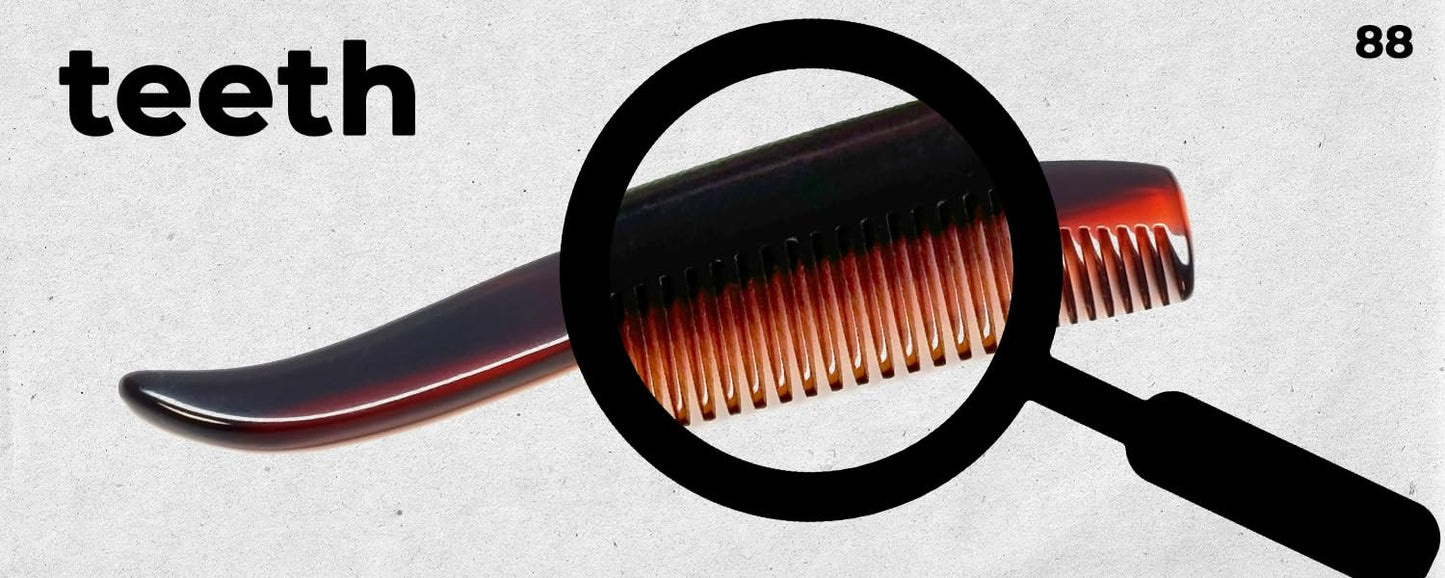 #88 Handmade Narrow Tooth Mustache Beard Comb Small Tortoise Havana Acetate Thick Coarse Fine Short Pocket Sized Facial Hair Grooming Tangle Free Beard Straightener Growth Care Styling Wet Comb