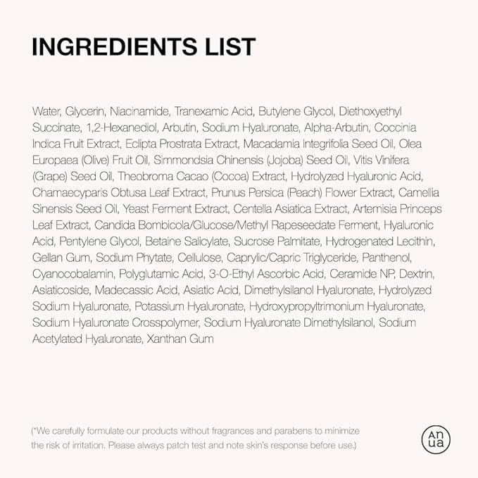 ANUA Niacinamide 10 + TXA 4 Serum, Hyaluronic Acid, Tranexamic acid, Vitamin B12, Facial Serum for Glass Skin, Clarifying, Radiant Complexion with Natural Color, Korean Skin Care (30ml /1.01 fl.oz)