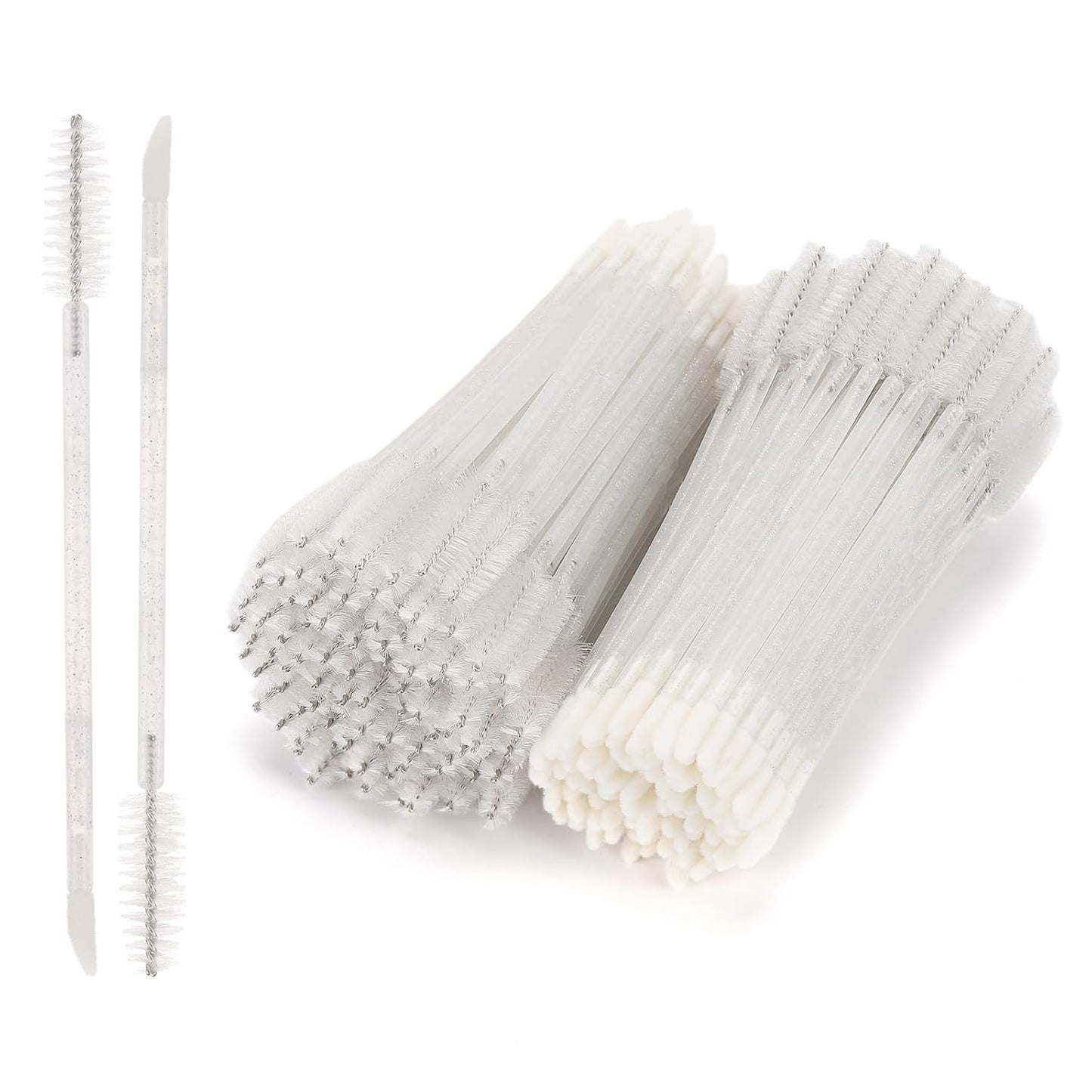 200 Pcs Disposable Mascara Wands Dual Ended Eyelash Brush Lip Brush, Lipstick Applicator Eyebrow Spoolies Brush for Eyelash Extensions - White