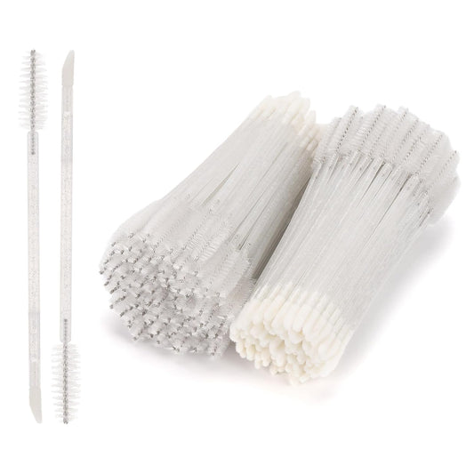 200 Pcs Disposable Mascara Wands Dual Ended Eyelash Brush Lip Brush, Lipstick Applicator Eyebrow Spoolies Brush for Eyelash Extensions - White