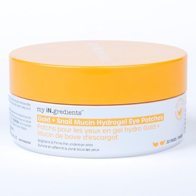My Ingredients Gold & Snail Mucin Hydrogel Eye Patches 30 Pairs- Dark Circle and Puffy Eye Treatment, Energizing Solution for Tired Eyes, Korean Under Eye Patches for Dark Circles and Undereye Bags