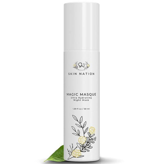 Skin Nation Magic Masque, Hydrating Night Mask with Hyaluronic Acid & Botanicals, Plant-Based Overnight Mask for Dry Skin, Smooth Texture & Radiant Glow, 1.7 oz