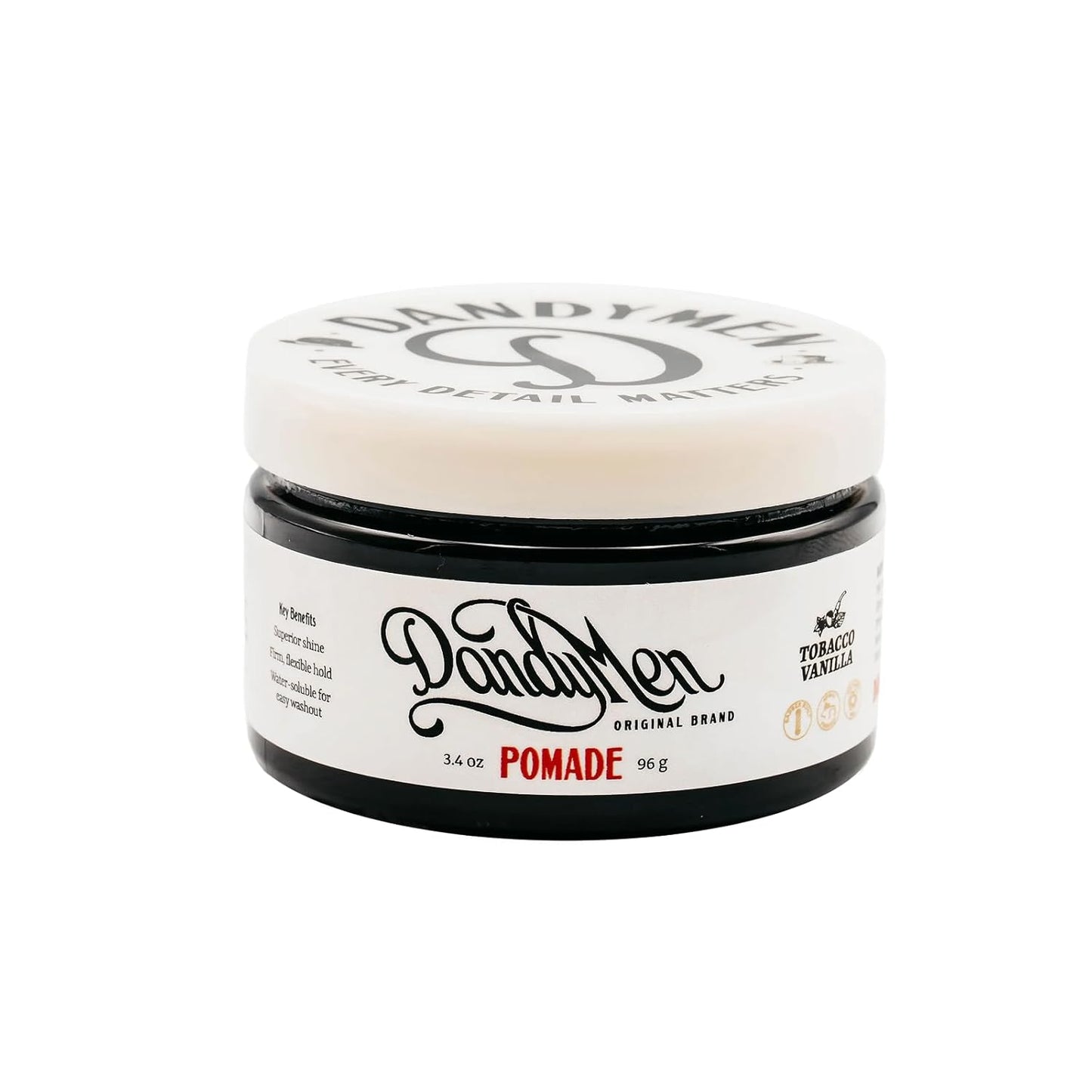 Pomade – Strong Hold, High Shine, and Hydrating Formula with Pro-Vitamin B5 – Tobacco Vanilla Scent – 4 oz
