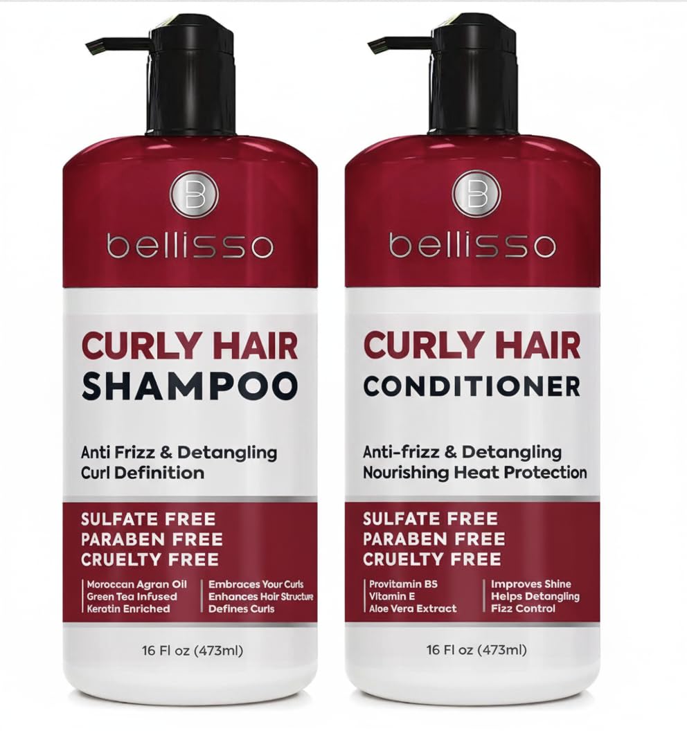Curly Hair Shampoo and Conditioner Set - For Defining Wavy, Permed, Frizzy, Fine and Black Curls - Moisturizing, Sulfate Free Formula for Women and Men - Products are Safe for Color Treated Locks