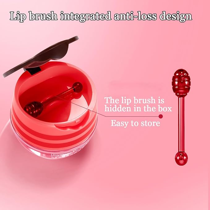 Honey Lip Balm Pot, 4 PCS Honey & Strawberry Lip Sleeping Mask Hydrating Propolis Lip Balm with Stick, Prevention Dry and Cracked Lip Scrubs Reduces Lip Wrink (2 Honey+2 Strawberry)