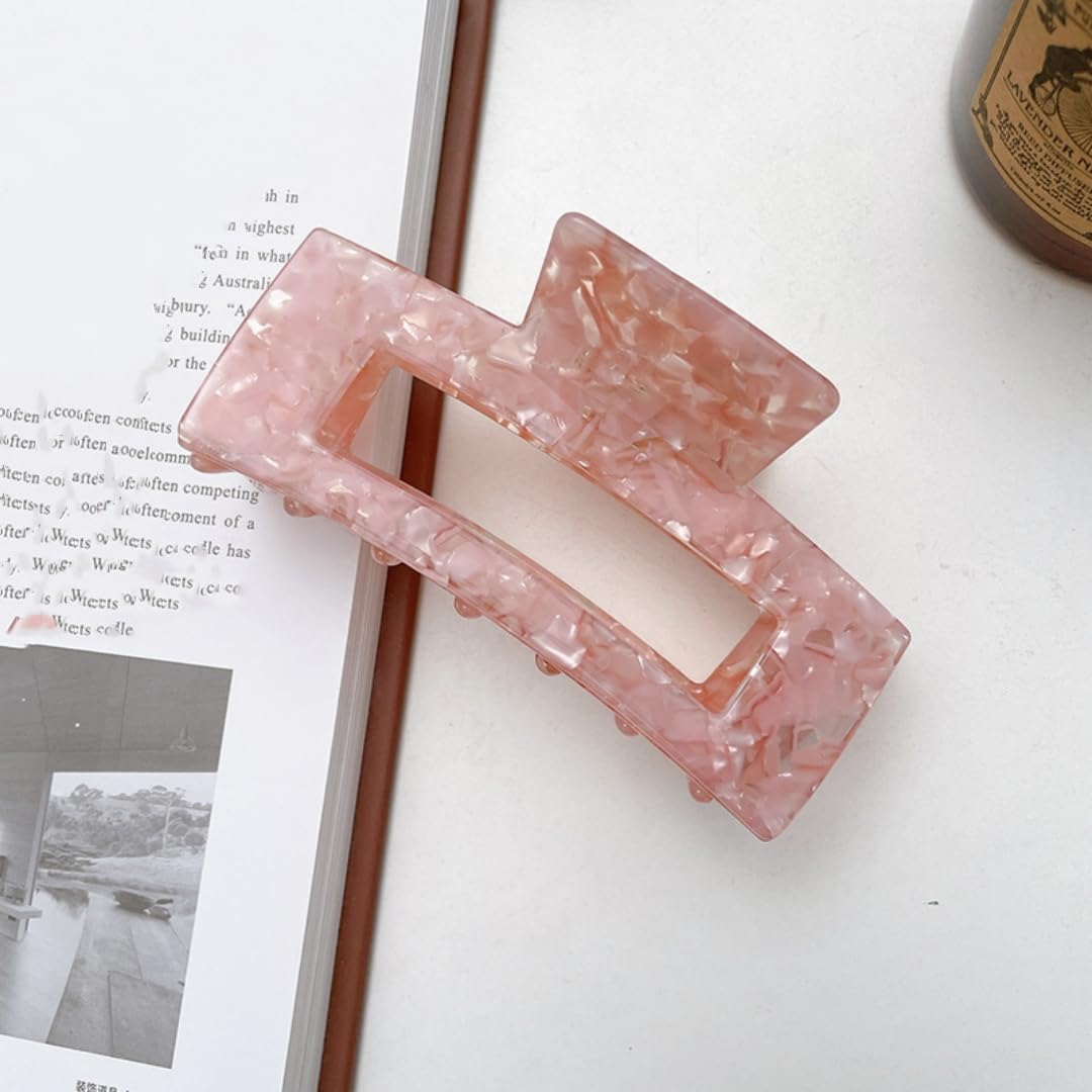 Large Tortoise Shell Claw Clip 4.1 Inch Cellulose Acetate Hair Claw, 2 Pack Banana Hair Claw Clips for Thick Curly Hair, French Design Hair Jaw Clamp Fashion Hair Accessories for Women Ladies