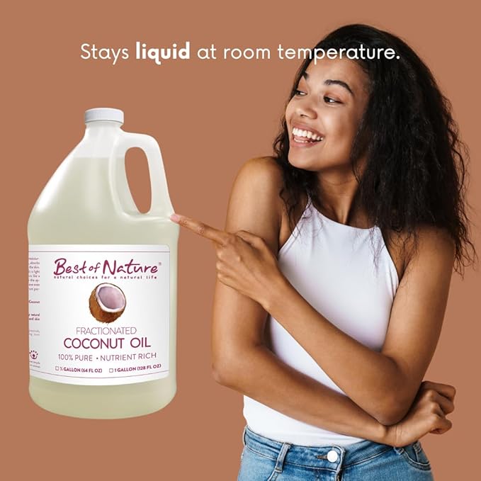 Best of Nature 100% Pure Fractionated Coconut Oil - Liquid MCT Massage & Body Oil, Unscented Moisturizer for Hair, Skin, Face, Aromatherapy Carrier for Essential Oils, 8 oz