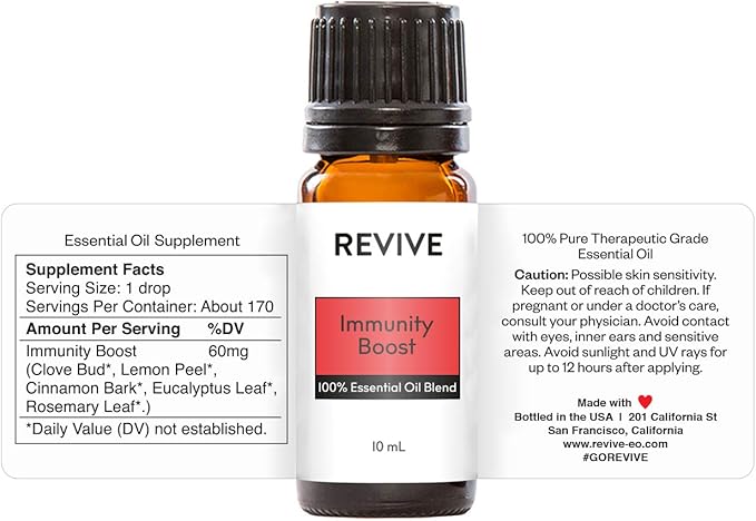 Immunity Boost 10mL Essential Oil Blend by Revive Essential Oils - 100% Pure Therapeutic Grade, for Diffuser, Humidifier, Massage, Aromatherapy, Skin & Hair Care
