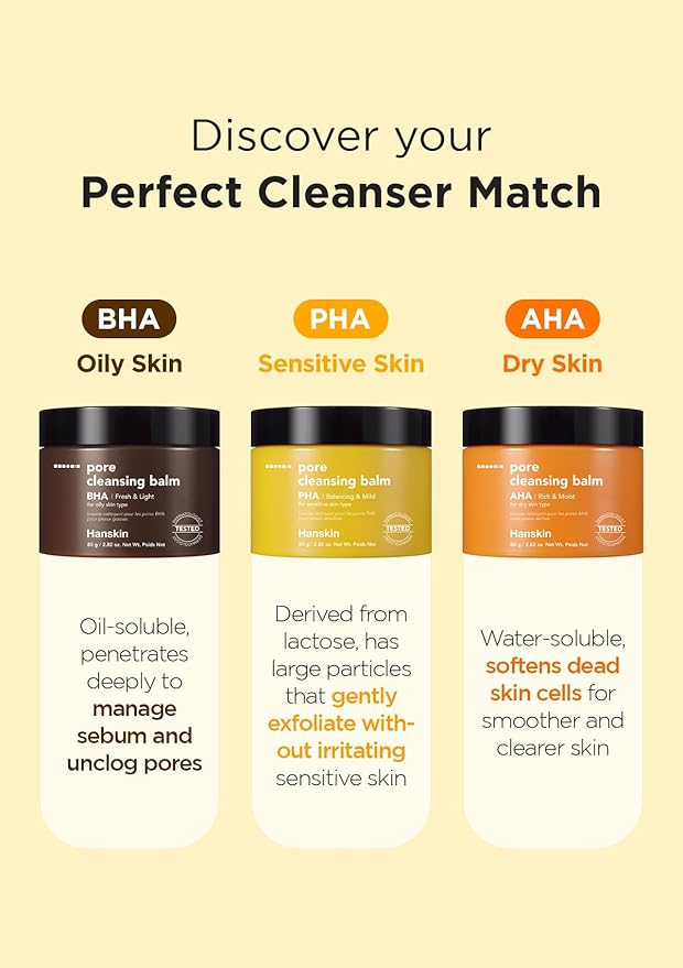 Hanskin PHA Pore Cleansing Balm, Gentle Blackhead Cleanser and Makeup Remover for Sensitive Skin [PHA/2.82 oz]