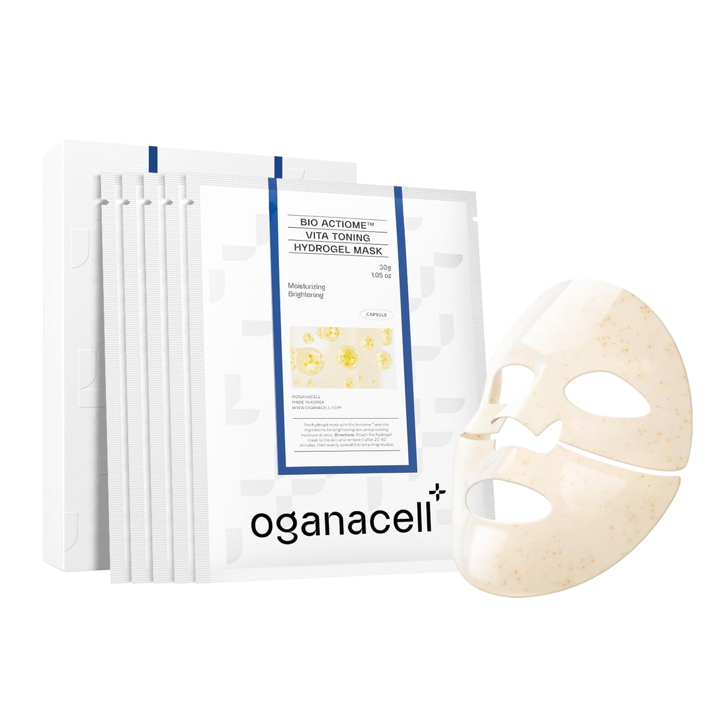 Vita Gel Hydro Facial Mask 5PCS - Brightening Glow & Even Skin Tone, Korean Spa-Strength Gel Mask with Vitamin C+E, Hydrating for Dullness/Dark Spots,Liposome Encapsulated