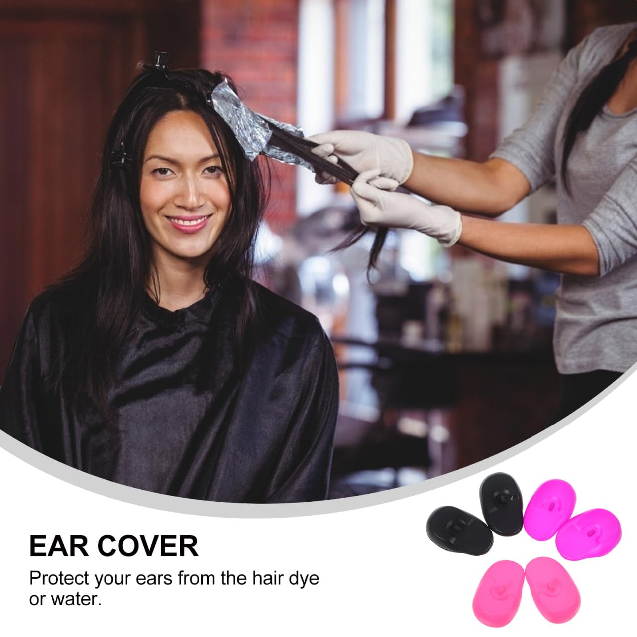 Healifty Silicone Anti-Dyed Ear Covers 3 Pairs Waterproof Ear Protectors for Hairdressing Heat and Water Resistance