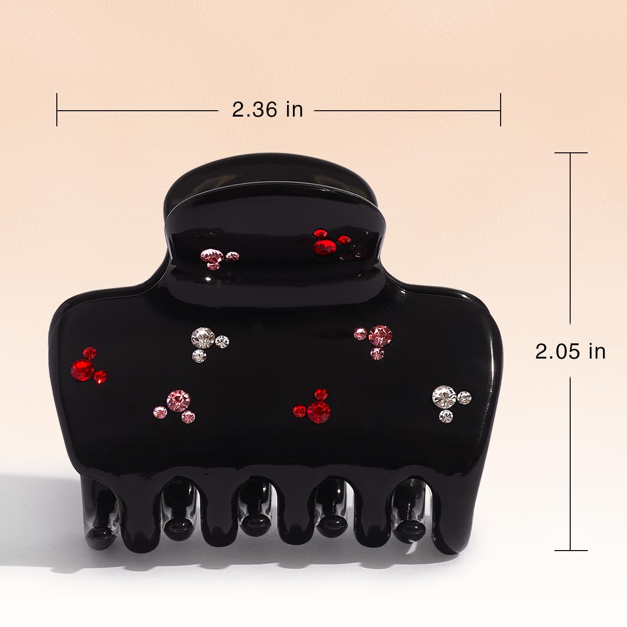 Kitsch & Mickey/Minnie Hair Claw with Rhinestones, Cute and Elegant Claw Clips for Girls, Great for All Hair Types, Recycled Plastic | Ideal Gifts for Women - 1pc (Black)
