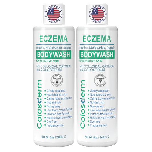 Eczema Cream Body Wash Sensitive Skin for Women & Men - Moisturising Bodywash with Colostrum & Colloidal Oatmeal bath - Gentle Cleanser for Dry Skin, Redness & Irritation, 16 fl oz, Made in USA