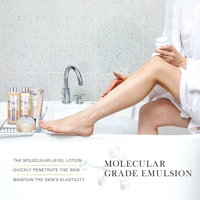 Spa Gift Set for Women, Bath and Body Set with Ocean & Jasmine & Honey Scent, 11 Pcs Gifts for Women,