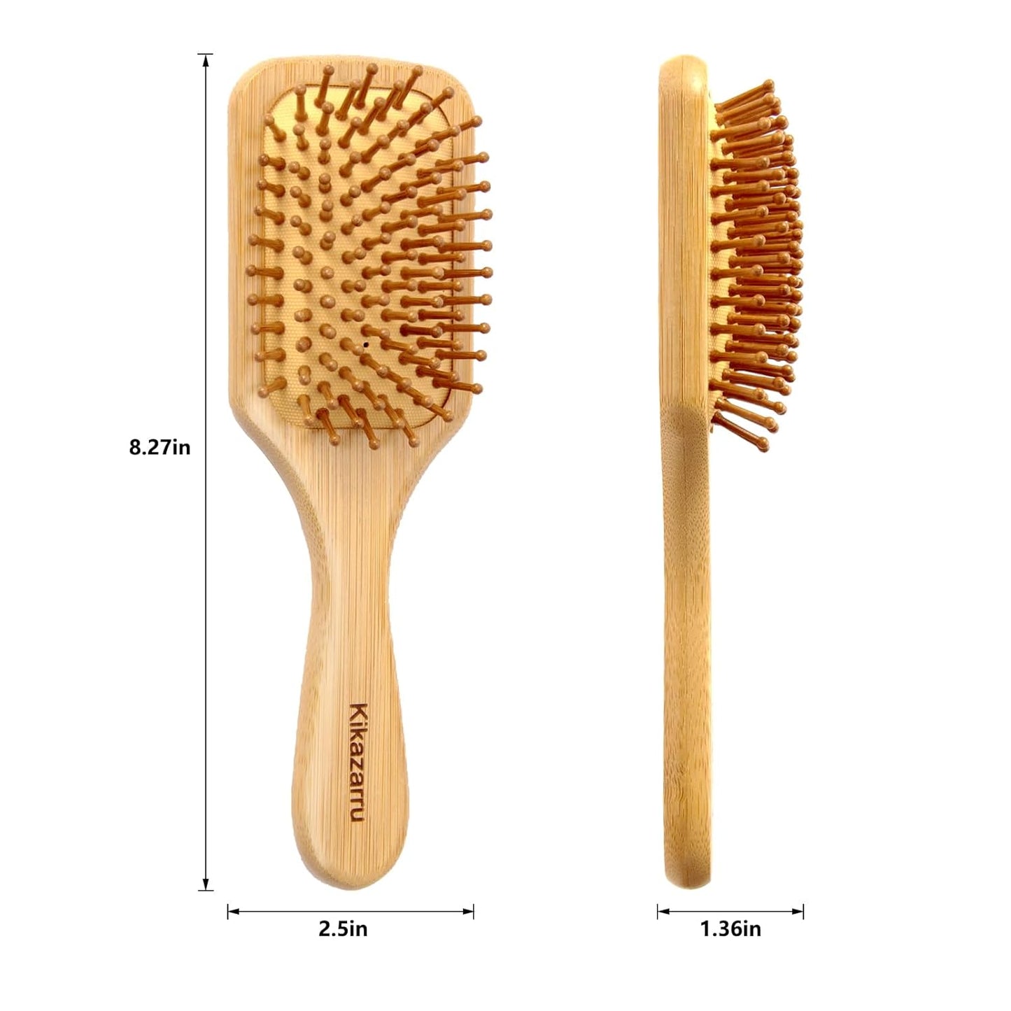 Bamboo Hair Brush for Hair Growth, Detangling & Scalp Massage, Natural Wooden Paddle Hair Brushes for Women Men Kids, Ergonomic Hairbrush Reduces Breakage, Frizz & Tangle, for All Hair Types