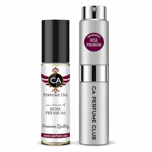 CA Perfume Duo Impression of Rose Premium For Women And Men Perfume Layering Set Long Lasting Travel Size EDP + Body Oil Roll-On Bottle 0.27 Fl Oz+0.33 Fl Oz