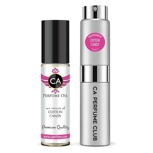 CA Perfume Duo Impression of Cotton Candy For Women And Men Perfume Layering Set Long Lasting Travel Size EDP + Body Oil Roll-On Bottle 0.27 Fl Oz+0.33 Fl Oz