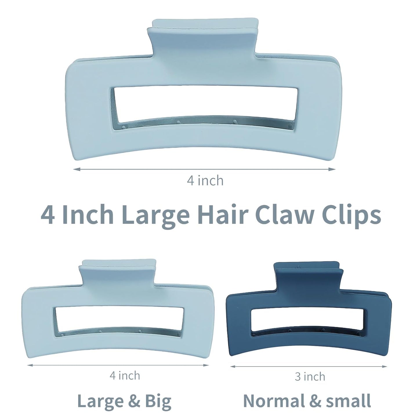 Hair Clip, 4.1 Inch Large Square Hair Claws Clips 12 Pcs for Thick Hair - Blue, for Women and Girls