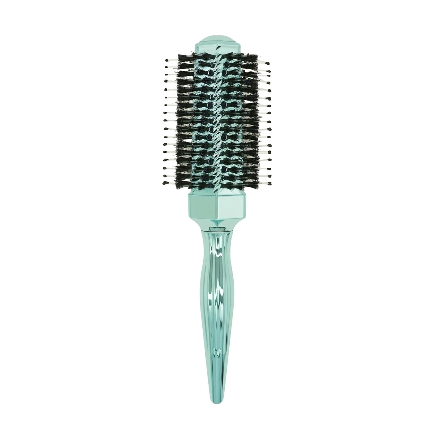 Round Hair Brush with Wild Boar Bristles – Specialized for Blowouts & Styling at Home or Salon, Suitable for All Hair Types.Green