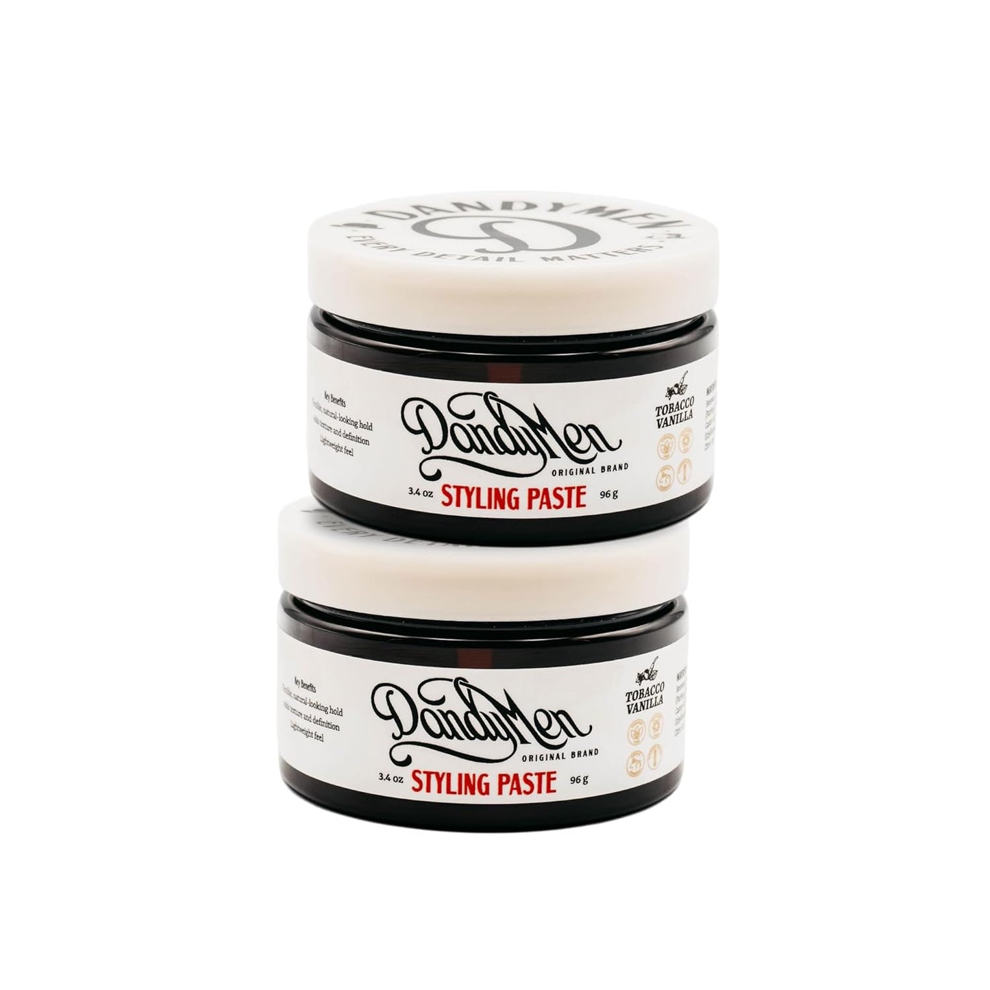 Styling Paste – Medium Hold with Flexible Control and Natural Shine – Enriched with Beeswax & Pro-Vitamin B5 – 3.4 oz (2-pack, Tobacco Vanilla)
