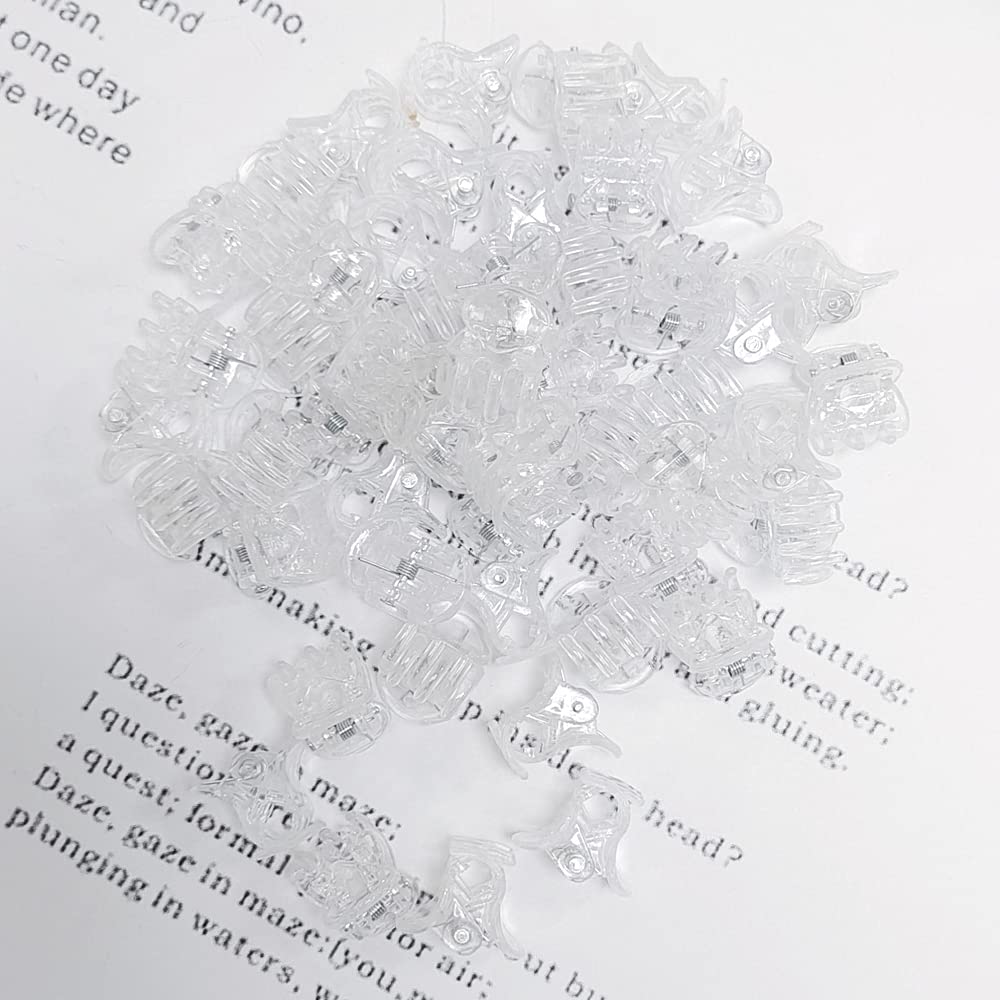 50 PCS Mini Hair Claw Clips， Bangs Strong Grip Multifunction Clamp Clips. (Transparent white)