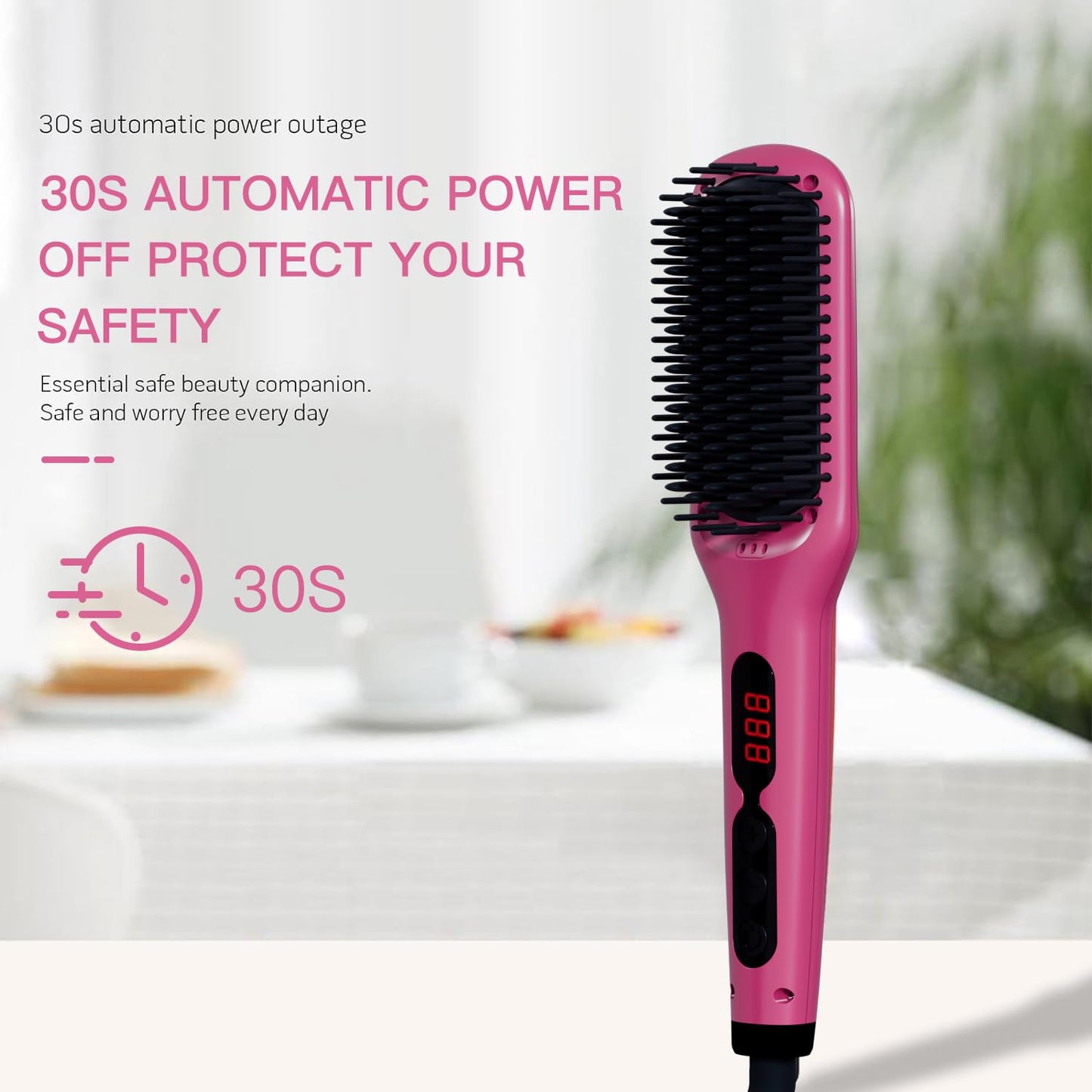 MEGAWISE Hair Straightener Brush Series (Rose Red)