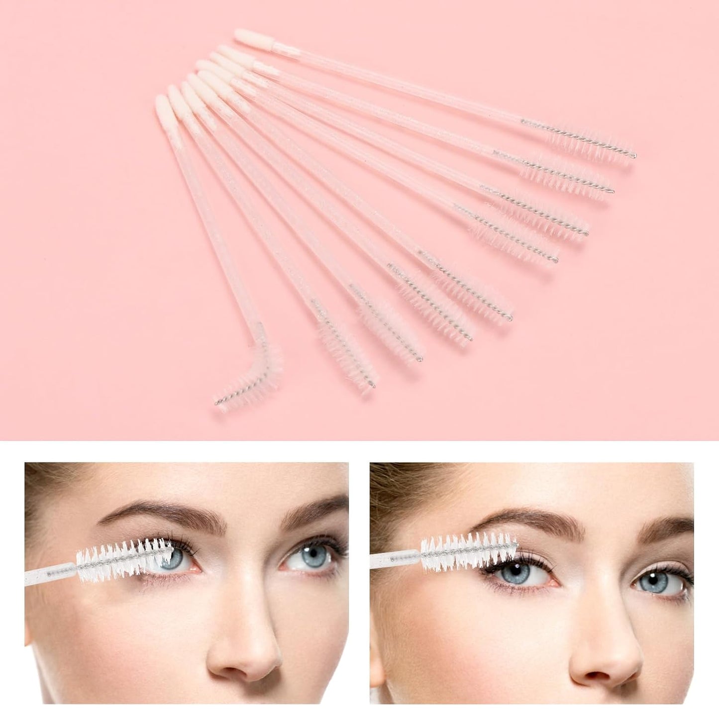 200 Pcs Disposable Mascara Wands Dual Ended Eyelash Brush Lip Brush, Lipstick Applicator Eyebrow Spoolies Brush for Eyelash Extensions - White