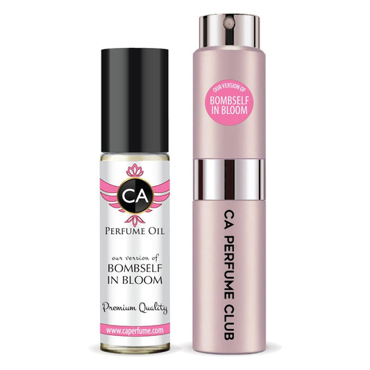 CA Perfume Duo Impression of Bombself In Bloom For Women Perfume Layering Set Long Lasting Travel Size EDP + Body Oil Roll-On Bottle 0.27 Fl Oz+0.33 Fl Oz