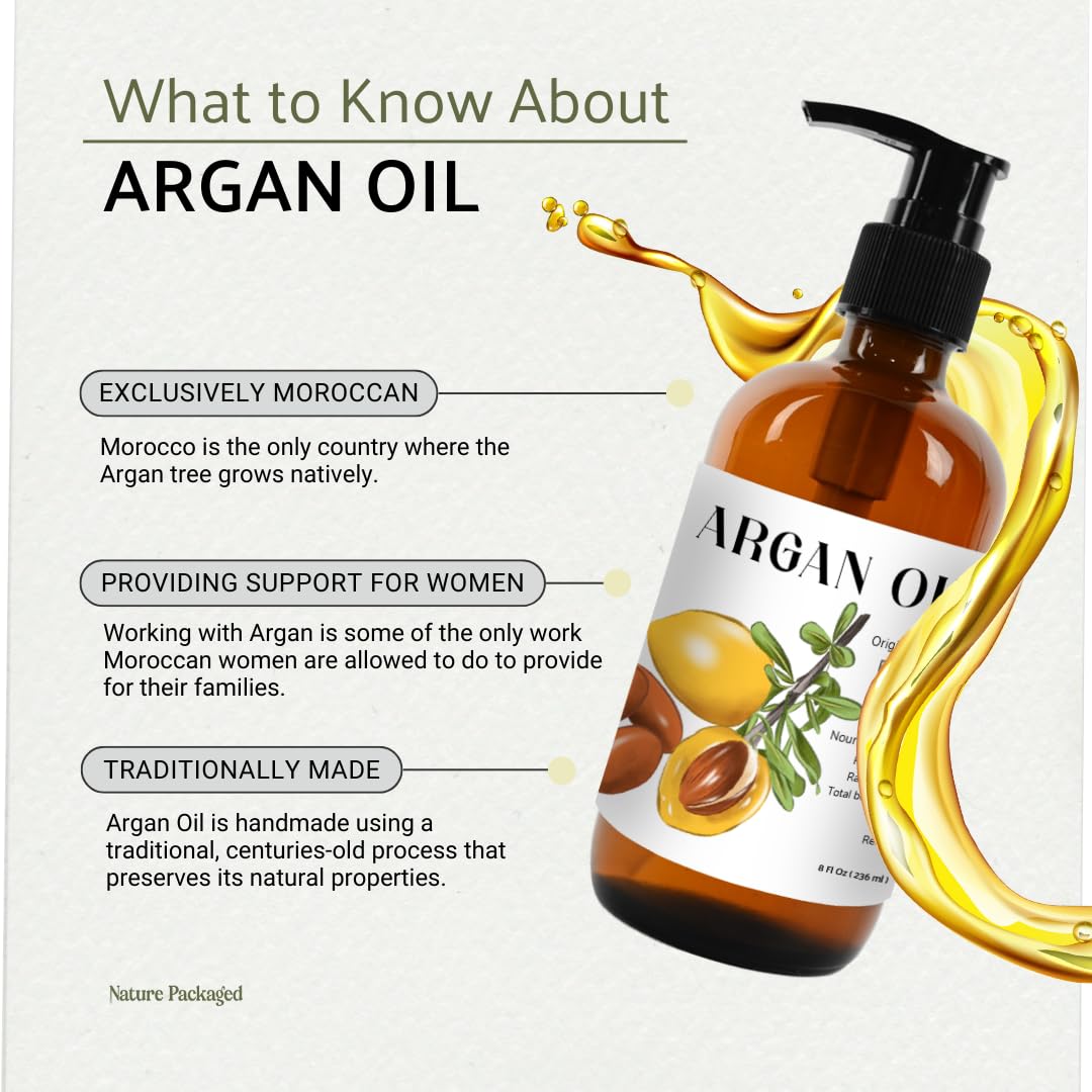 Argan Oil for Hair Growth Oil 1 Gallon (Aceite de Argan) - 100% Pure Cold Pressed Moroccan Oils - Suitable for Colored & Damaged Hair, Face, Body Oils, Nail & Scalp