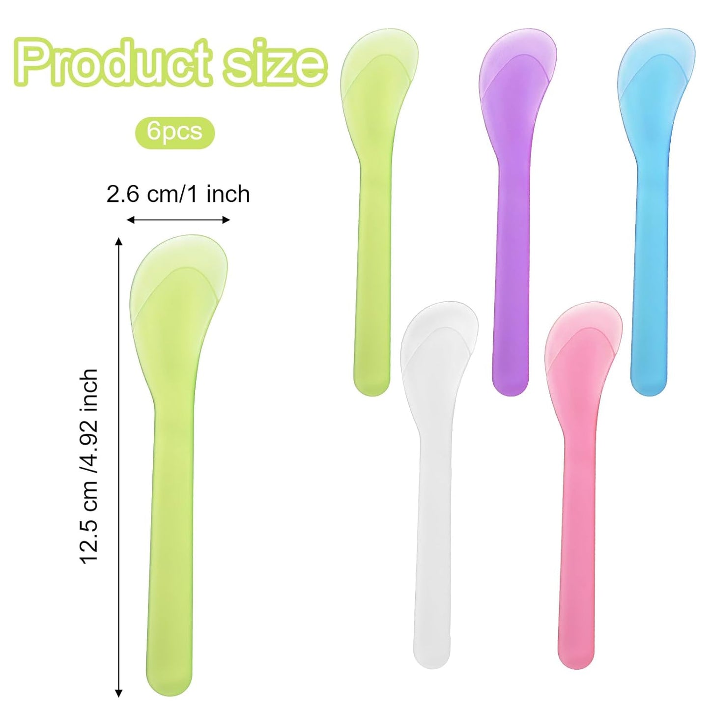 6Pcs 5inch Makeup Scoops 5 Color Plastic Beauty Spoon Facial Cream Brush Cosmetic Spatula Mask Mixing Spoon Reusable Facial Skin Care Tools for Lotions Moisturizers DIY Cream Mixing and Sampling
