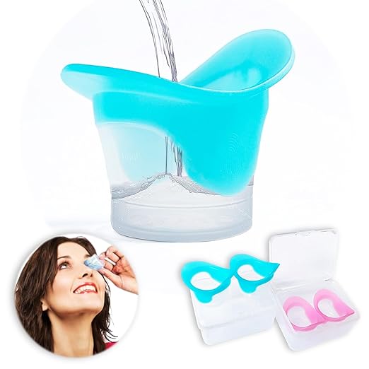 Silicone Eye Wash Cups, Eye Wash Bath for Refresh and Clean Tired Eyes, 4 Pcs Updated Version Pink and Blue with 2 Storage Containers