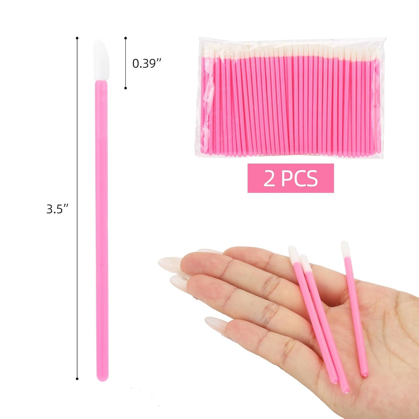 Tbestmax 200 Pcs Lip Wands Applicators, Disposable Lipstick Lint Free Brush Makeup Gloss Wands, Makeup Applicator Beauty Tool Kits Pink