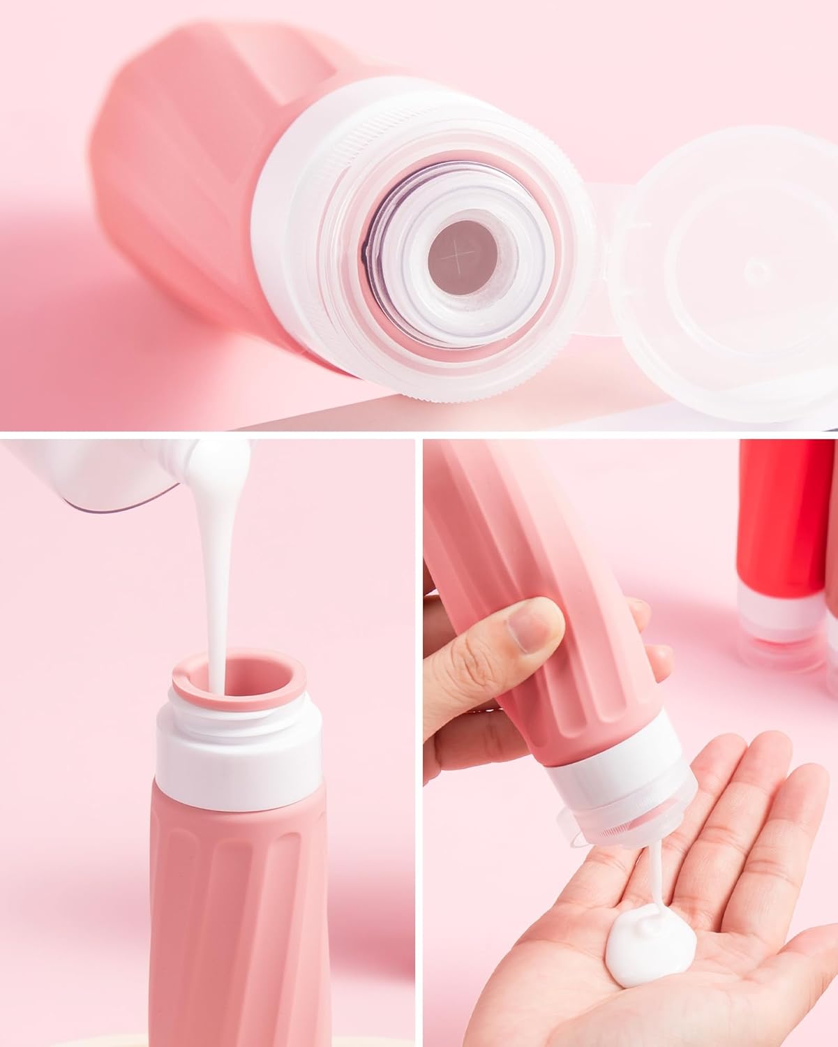 Travel Bottles for Toiletries 8 Pack, Travel Size Toiletries, Tsa Approved Travel Size Containers 3oz, with Travel Essentials Clear Bag, Leak Proof Silicone Squeezable Creams Jars