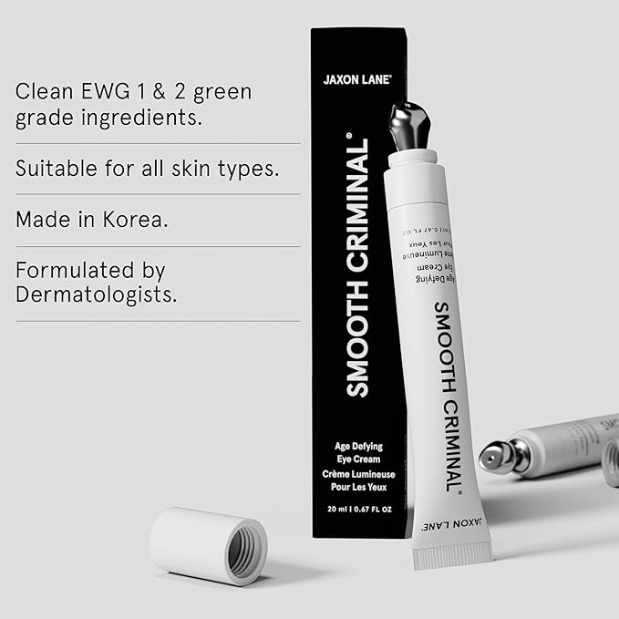 Under Eye Cream for Dark Circles and Puffiness | SMOOTH CRIMINAL Age Defying Niacinamide and Caffeine Eye Cream for Puffy Eye Bags Treatment for Men Anti Aging & Wrinkle Removal with Bakuchiol