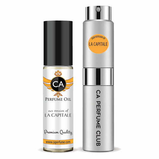 CA Perfume Duo Impression of La Capitale For Women And Men Perfume Layering Set Long Lasting Travel Size EDP + Body Oil Roll-On Bottle 0.27 Fl Oz+0.33 Fl Oz