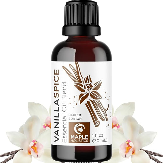 Vanilla Spice Essential Oil Blend for Diffusers, Baths, Candles, Soaps & DIYs - Made With 100% Pure Oils: Nutmeg, Cinnamon, Vanilla, Cardamom & Clove