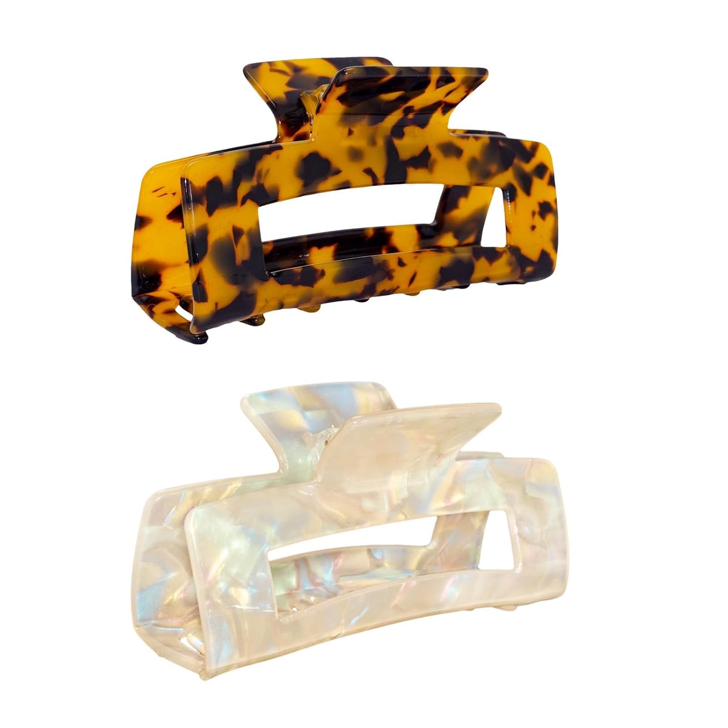 Large Claw Clips 4.1 IN Tortoise Acrylic Stylish Hair Accessories for Thick and Thin Hair 2pc Set Cute Clips for Women Teen Girls (light yellow+Tortoise)