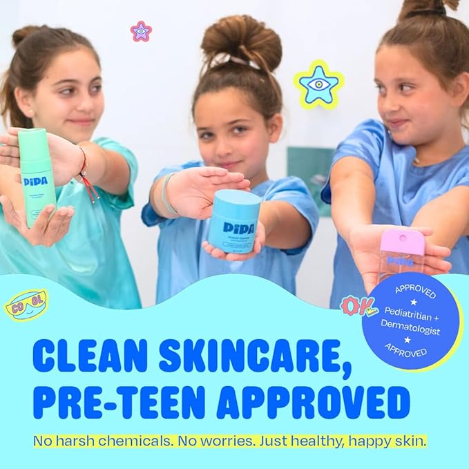 Skincare Start Young Bundle Gift Set | 3-Step Gentle Skin Care Routine for Tweens | Alcohol-Free & Safe | Includes Squeaky Clean Foam Cleanser, Smooth Operator Moisturizer & Glow Go Facial Mist