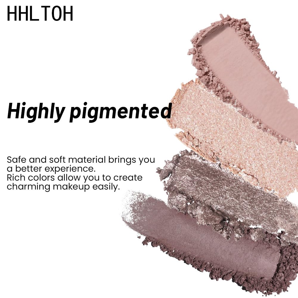 Quads Matte Eye Shadow Powder Makeup Palette - Nudes Brown & Champagne Pink Shimmer Eyeshadow Green Eyes, Long-Lasting Eyeshadow Waterproof Anti-smudge, sombras de ojos, with Built-In Mirror 02