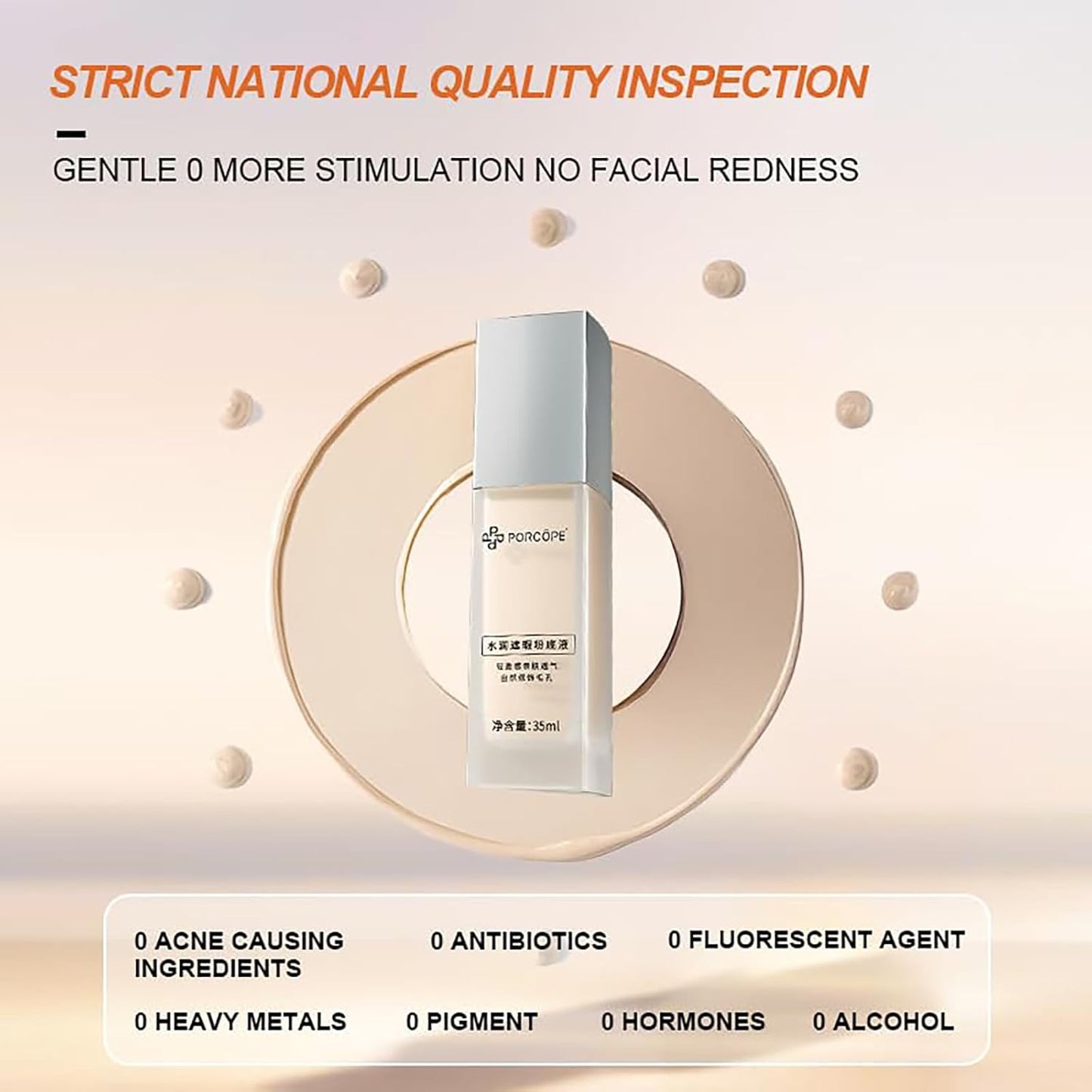 PORCOPE Small Silver Cap Liquid Foundation Modifies Pores and Blemishes, is Not Easy to Remove Makeup, Brightens Combination Dry and Oily Skin, Fits well Without Makeup 1.2fl.oz/35ml