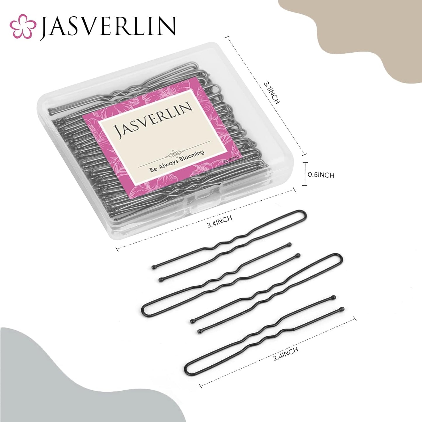 U Shaped Bobby Pins for Thick Bun Hairstyle, Ballet Hairpins for Women Girl Large Bunheads 2.4in 100pcs (Black)