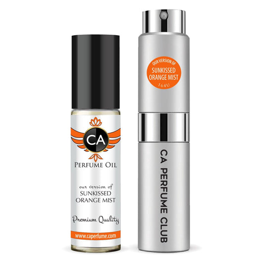 CA Perfume Duo Impression of Sunkissed Orange Mist For Women And Men Perfume Layering Set Long Lasting Travel Size EDP + Body Oil Roll-On Bottle 0.27 Fl Oz+0.33 Fl Oz