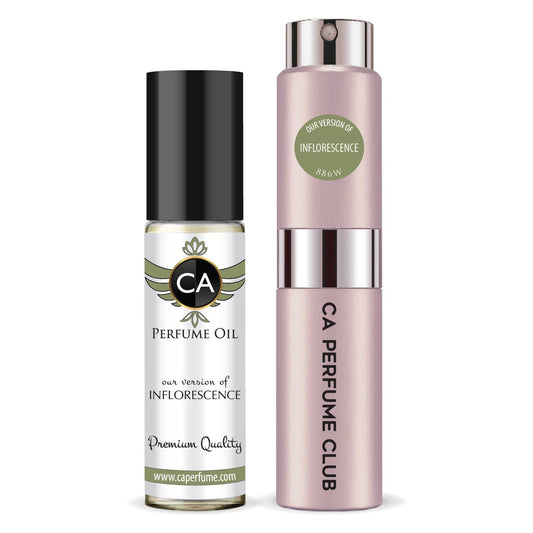 CA Perfume Duo Impression of Inflorescence For Women Perfume Layering Set Long Lasting Travel Size EDP + Body Oil Roll-On Bottle 0.27 Fl Oz+0.33 Fl Oz