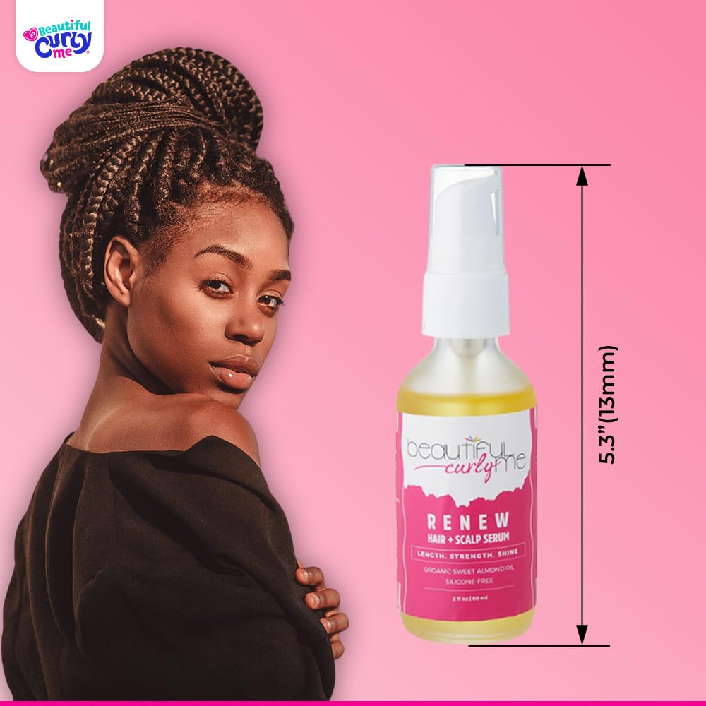 Renew Hair + Scalp Serum – Organic Hair Growth Oil with Rosemary for Frizz Control | Nourishing Scalp Treatment & Hair Growth Serum for Curly, Textured & All Hair Types (3A–4C) | Vegan & Paraben-Free