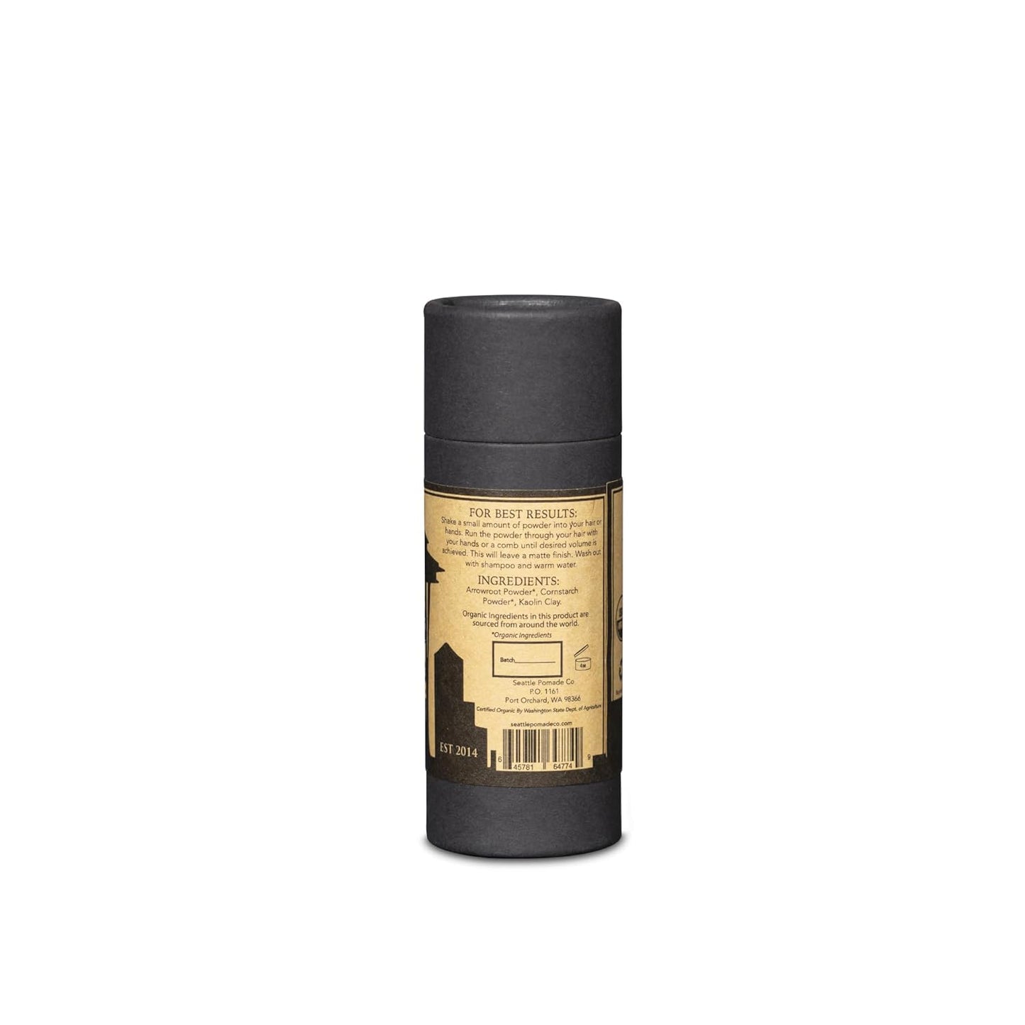 Organic Texture Powder for Men. Seattle Pomade Co. Creates Volume with certified organic materials. Fragrance-Free. Globally sourced certified organic materials.